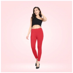 Women's Cotton Blended Solid Ankle legging (Red)