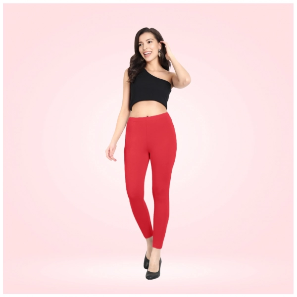 Dropship Women's Cotton Blended Solid Ankle legging (Red)