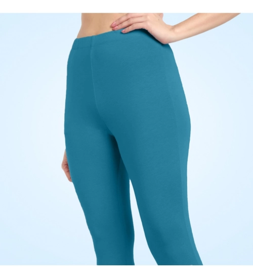 Women's Cotton Blended Solid Ankle legging (Blue)