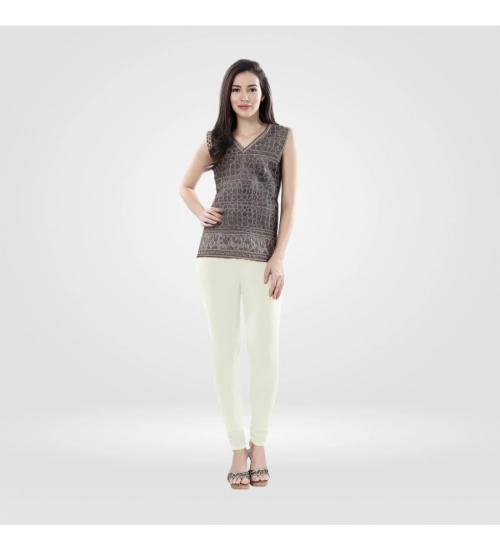Women's Cotton Blended Solid Churidar leggings (White)