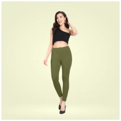 Women's Cotton Blended Solid Ankle legging (Olive Green)