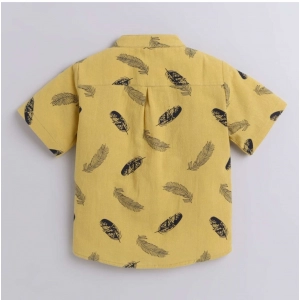 Generic Boy's Cotton Blend Printed Short Sleeve Shirt and Shorts Set (Yellow)