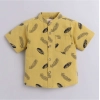 Dropship Boy's Cotton Blend Printed Short Sleeve Shirt and Shorts Set (Yellow)