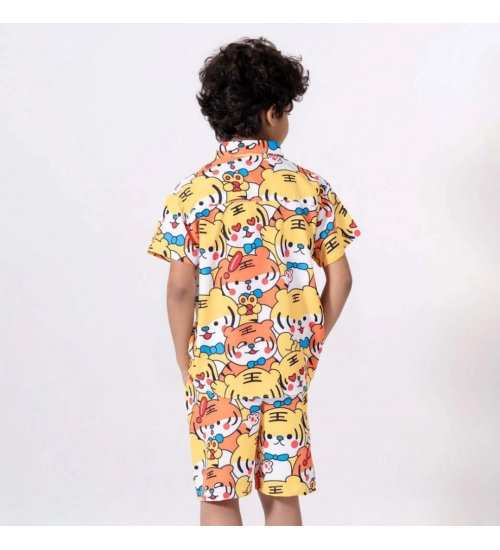 Boy's Lycra Blend Printed Short Sleeve Shirt and Shorts Set (MultiColor) Boy's Lycra Blend Printed Short Sleeve Shirt and Shorts Set (MultiColor)