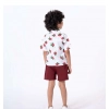 Dropship Boy's Cotton Blend Printed Short Sleeve Shirt and Shorts Set (White)