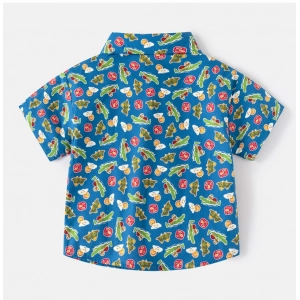 Generic Boy's Cotton Blend Printed Short Sleeve Shirt (MultiColor)