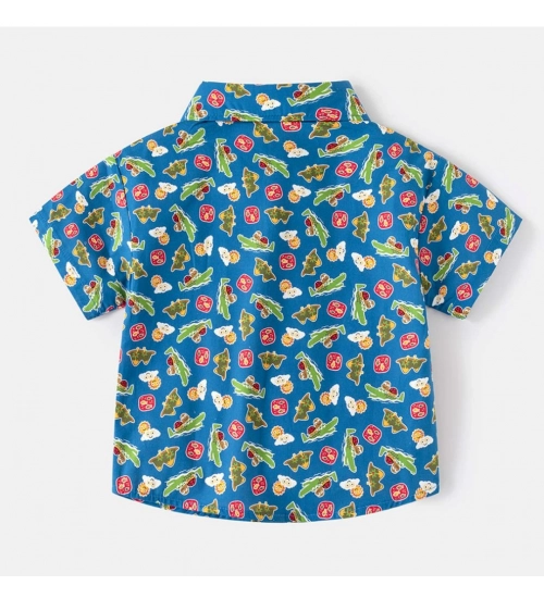 Boy's Cotton Blend Printed Short Sleeve Shirt (MultiColor)