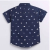 Dropship Boy's Cotton Blend Printed Short Sleeve Shirt (Navy Blue)