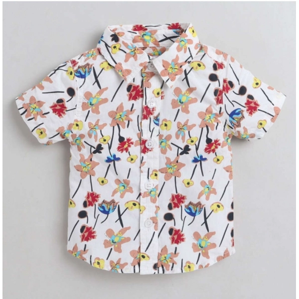 Dropship Boy's Cotton Blend Printed Short Sleeve Shirt (MultiColor)