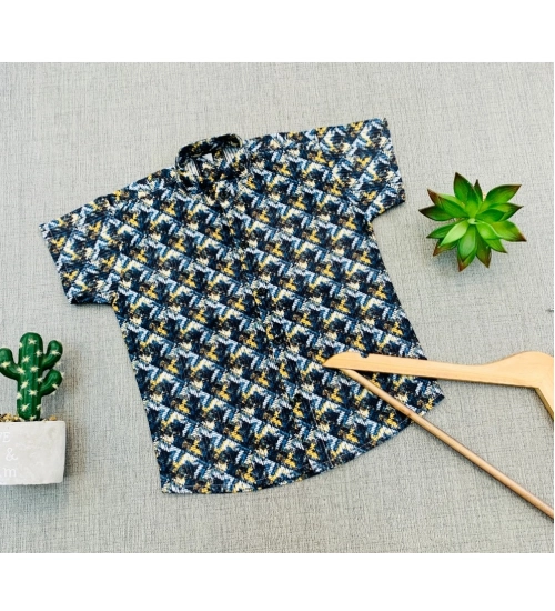 Boy's Cotton Blend Printed Short Sleeve Shirt (MultiColor)