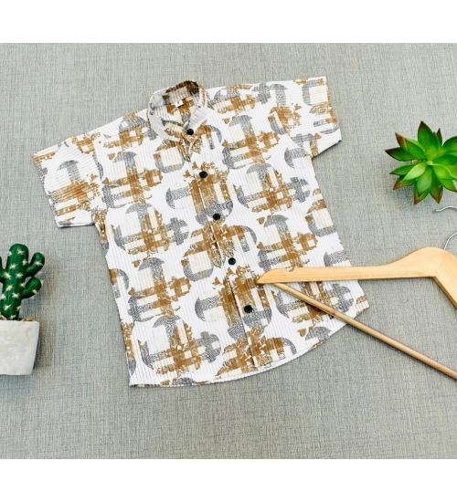 Boy's Cotton Blend Printed Short Sleeve Shirt (MultiColor)