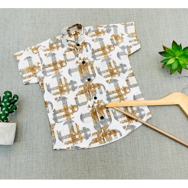 Dropship Boy's Cotton Blend Printed Short Sleeve Shirt (MultiColor)
