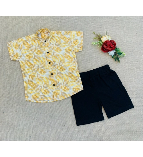 Boy's Cotton Blend Printed Short Sleeve Shirt and Shorts Set (MultiColor)