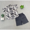 Dropship Boy's Cotton Blend Printed Short Sleeve Shirt and Shorts Set (MultiColor)