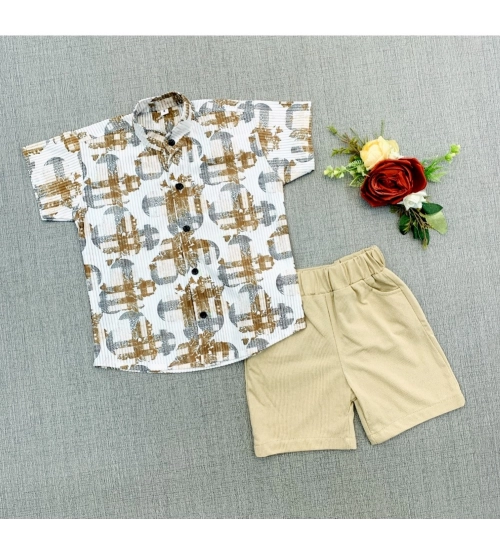 Boy's Cotton Blend Printed Short Sleeve Shirt and Shorts Set (MultiColor)