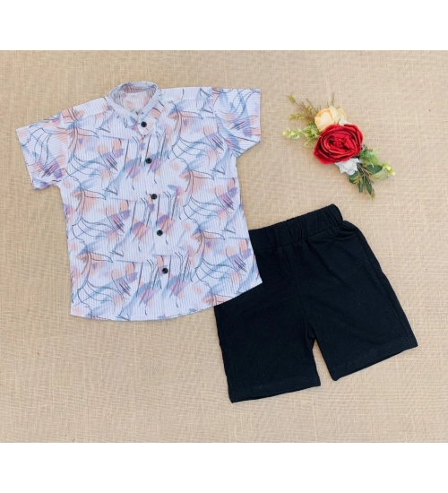 Boy's Cotton Blend Printed Short Sleeve Shirt and Shorts Set (MultiColor)