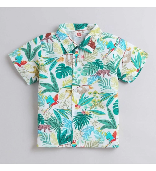 Boy's Lycra Blend Printed Short Sleeve Shirt and Shorts Set (MultiColor)