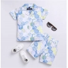 Dropship Boy's Cotton Blend Printed Short Sleeve Shirt and Shorts Set (MultiColor)