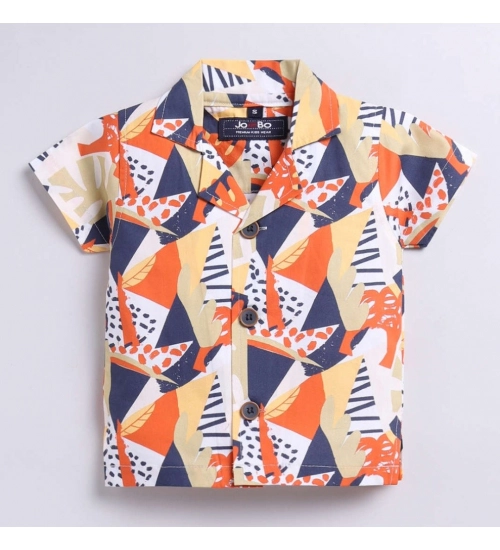 Boy's Lycra Blend Printed Short Sleeve Shirt and Shorts Set (MultiColor)