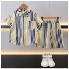 Dropship Boy's Lycra Blend Printed Short Sleeve Shirt and Shorts Set (MultiColor)