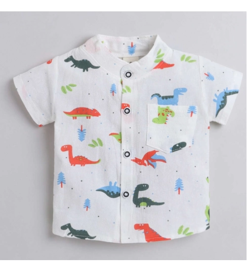 Boy's Cotton Blend Printed Short Sleeve Shirt and Shorts Set (MultiColor)