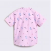 Dropship Boy's Cotton Blend Printed Short Sleeve Shirt and Shorts Set (Pink)