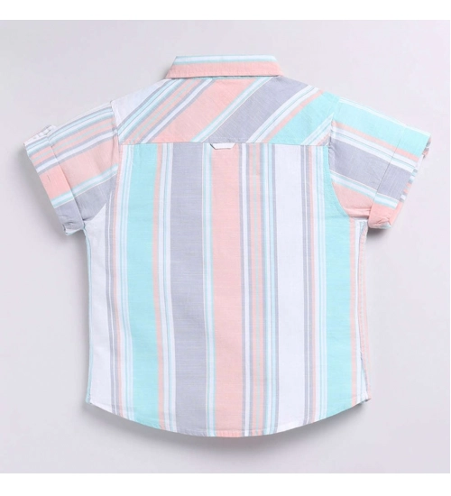 Boy's Cotton Blend Printed Short Sleeve Shirt (MultiColor)