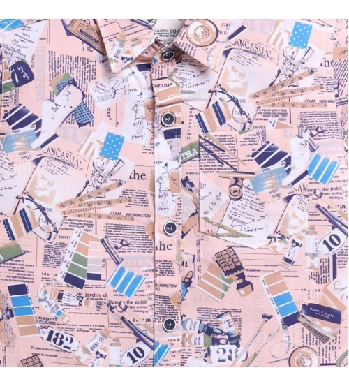 Boy's Cotton Blend Printed Short Sleeve Shirt (MultiColor)