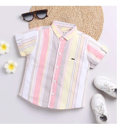 Boy's Cotton Blend Printed Short Sleeve Shirt (MultiColor)