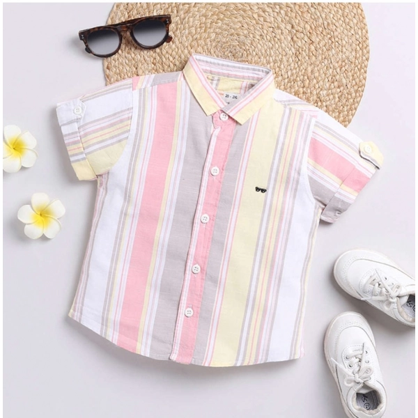 Dropship Boy's Cotton Blend Printed Short Sleeve Shirt (MultiColor)