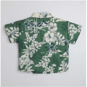 Generic Boy's Cotton Blend Printed Short Sleeve Shirt (Green)