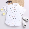 Dropship Boy's Cotton Blend Printed Short Sleeve Shirt (White)