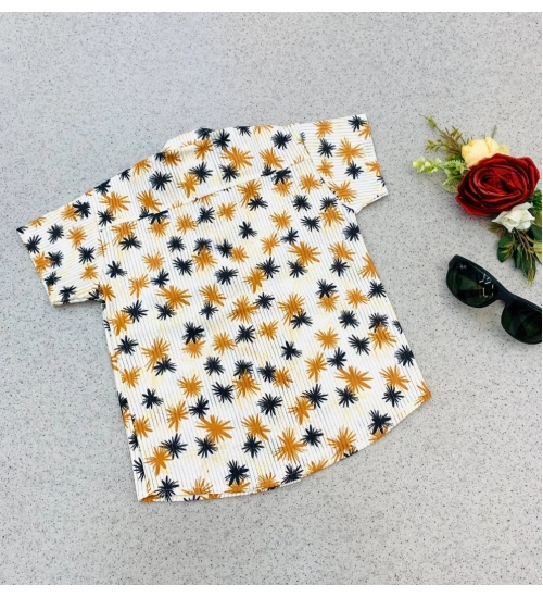 Boy's Cotton Blend Printed Short Sleeve Shirt (MultiColor)