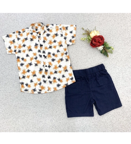 Boy's Cotton Blend Printed Short Sleeve Shirt and Shorts Set (MultiColor)
