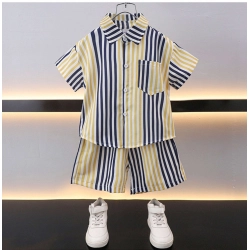 Boy's Lycra Blend Printed Short Sleeve Shirt and Shorts Set (MultiColor)