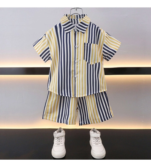 Boy's Lycra Blend Printed Short Sleeve Shirt and Shorts Set (MultiColor)