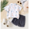 Dropship Boy's Lycra Blend Printed Short Sleeve Shirt and Shorts Set (MultiColor)