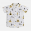 Dropship Boy's Cotton Blend Printed Short Sleeve Shirt and Shorts Set (White)