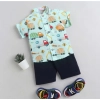 Dropship Boy's Cotton Blend Printed Short Sleeve Shirt and Shorts Set (MultiColor)