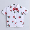 Dropship Boy's Cotton Blend Printed Short Sleeve Shirt and Shorts Set (White)