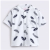 Dropship Boy's Cotton Blend Printed Short Sleeve Shirt and Shorts Set (White)