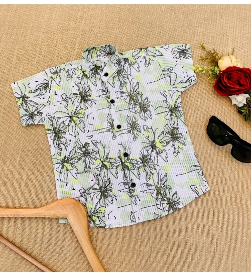 Boy's Cotton Blend Printed Short Sleeve Shirt (MultiColor)