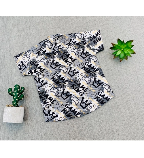 Boy's Cotton Blend Printed Short Sleeve Shirt (MultiColor)