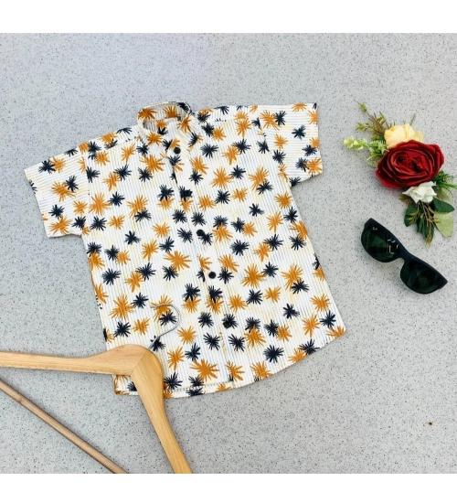 Boy's Cotton Blend Printed Short Sleeve Shirt (MultiColor)