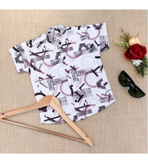 Boy's Cotton Blend Printed Short Sleeve Shirt (MultiColor)