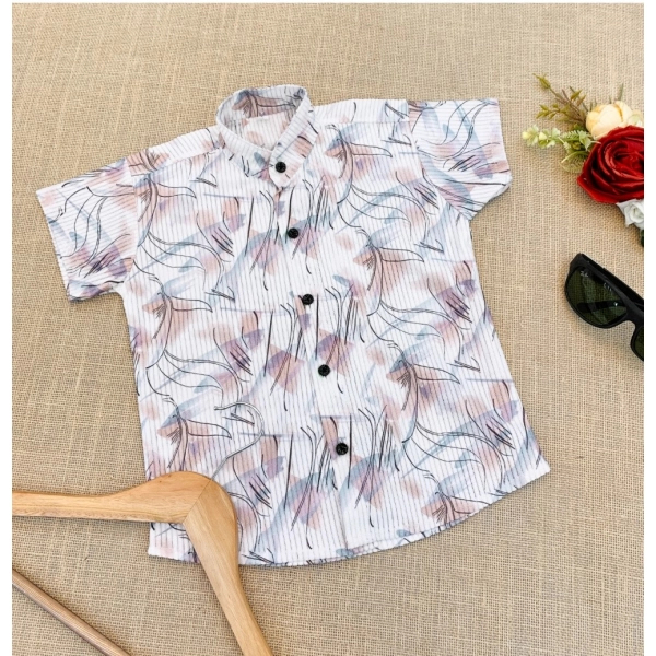 Dropship Boy's Cotton Blend Printed Short Sleeve Shirt (MultiColor)