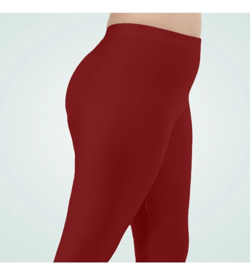 Women's Cotton Blended Solid Shimmer Ankle leggings (Maroon)