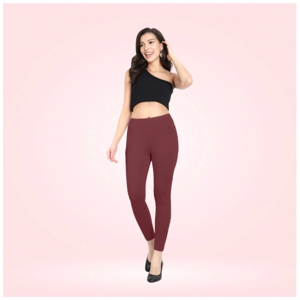 Dropship Women's Cotton Blended Solid Ankle legging (Maroon)