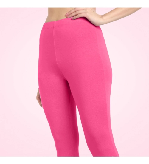 Women's Cotton Blended Solid Ankle legging (Dark Pink)