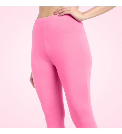 Women's Cotton Blended Solid Ankle legging (Baby Pink)